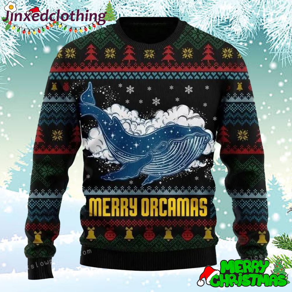 Merry Christmas Merry Orcas Killer Whale Ugly Christmas Sweater 